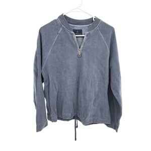 Vintage AGoldE Blue Gray Zip Neck Sweatshirt with Drawstring Hem Size XS